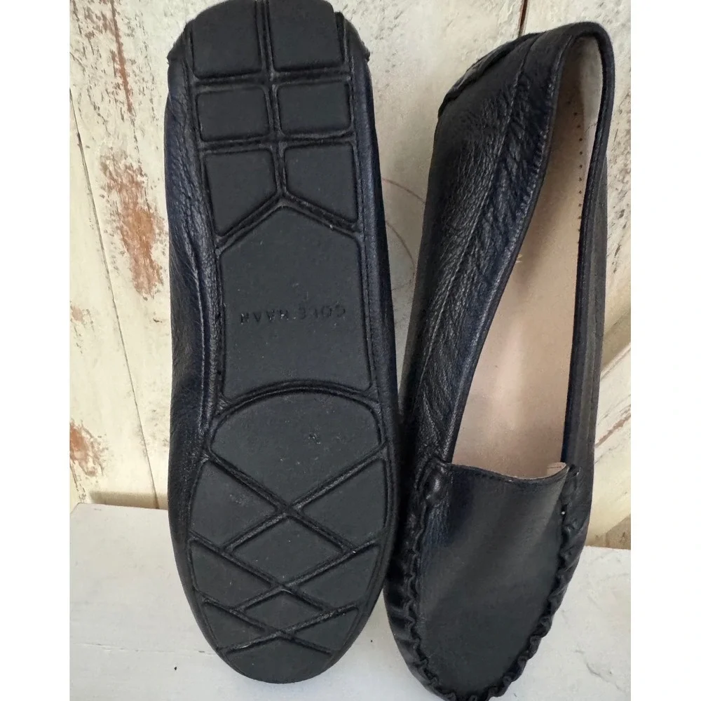Cole Haan Women Black Evelyn Driving Leather Loafers ‎ Size 9B NWOT